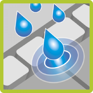 Wasserdurchlässigkeit Fugensand - Piktogramm